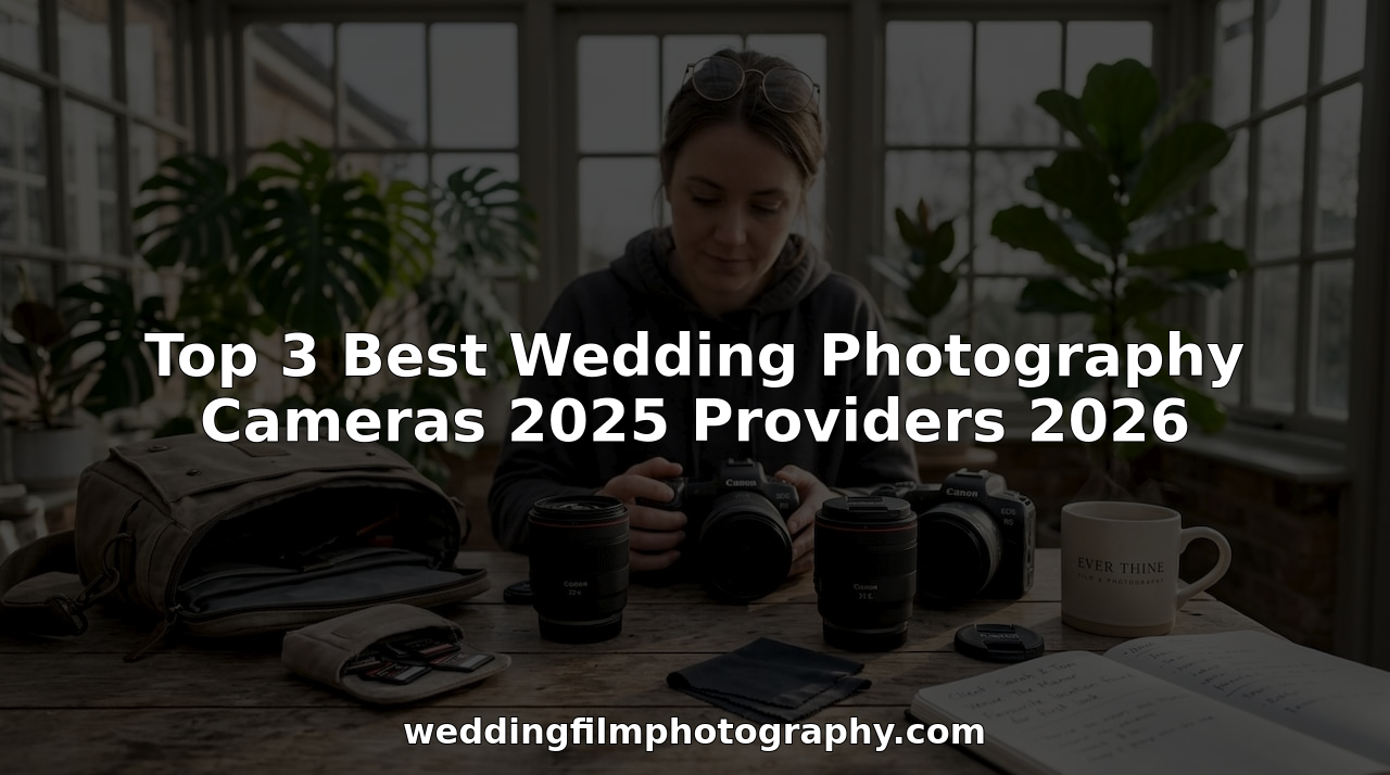 Wedding photographer organizing camera gear at home studio