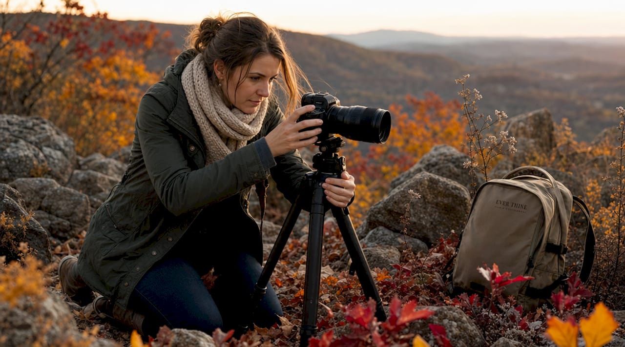 Photographer capturing autumn wedding aesthetics