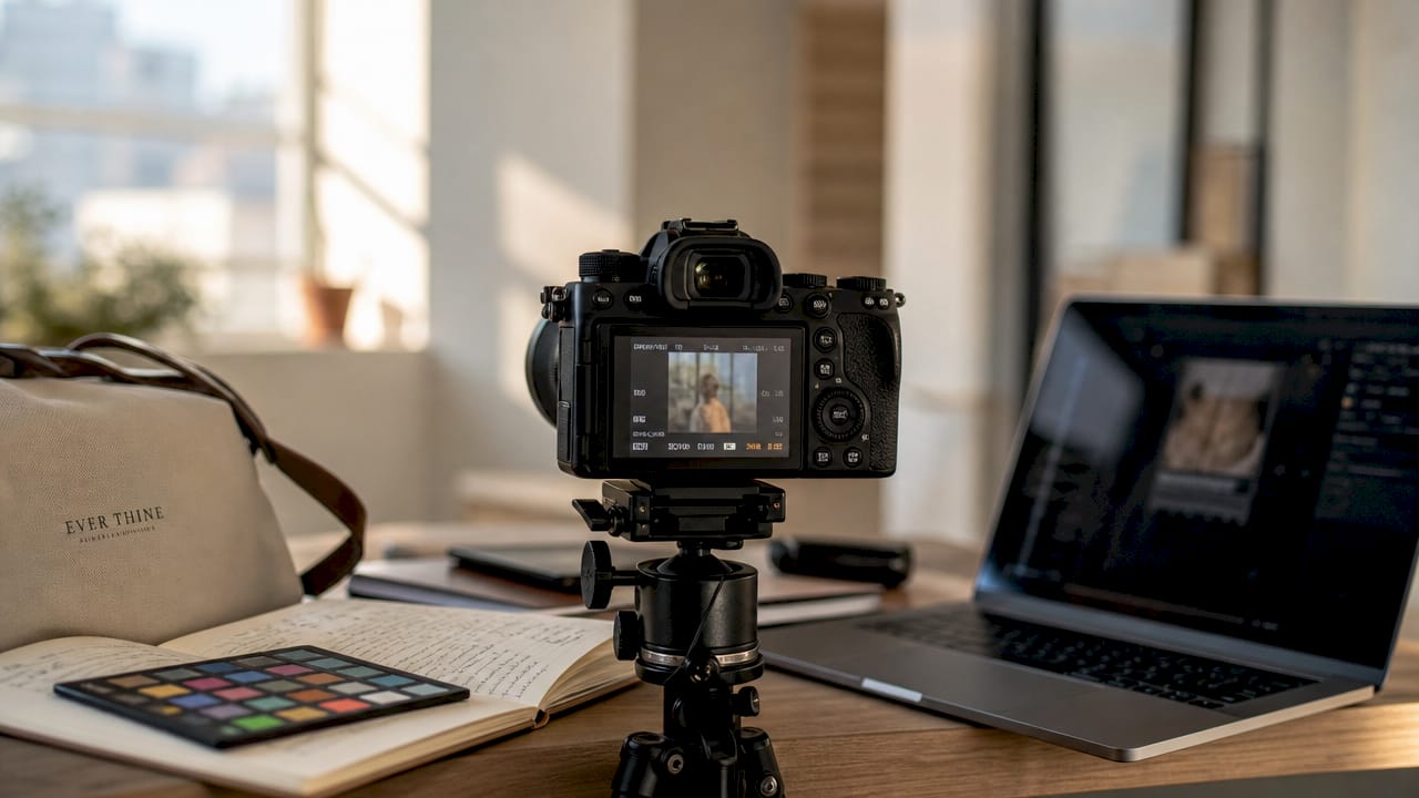 Close-up camera screen showing raw photo preview