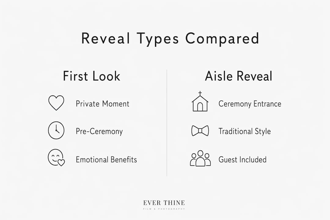 Infographic comparing first look and aisle reveal features