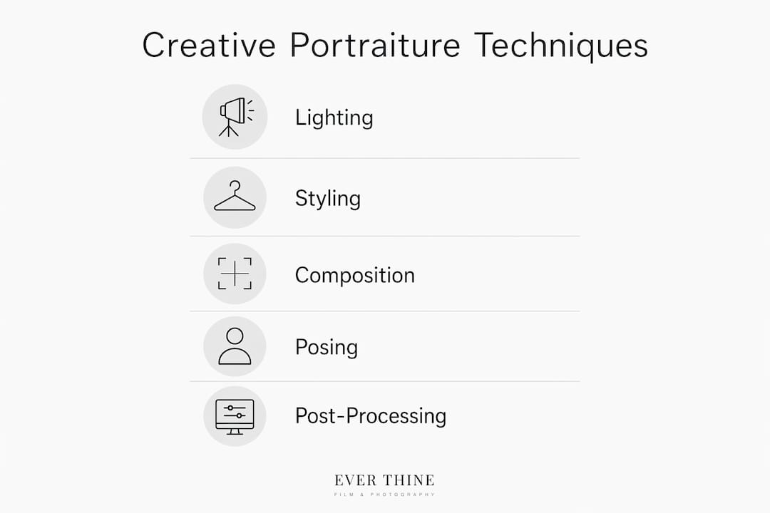 Infographic showing creative portraiture key techniques