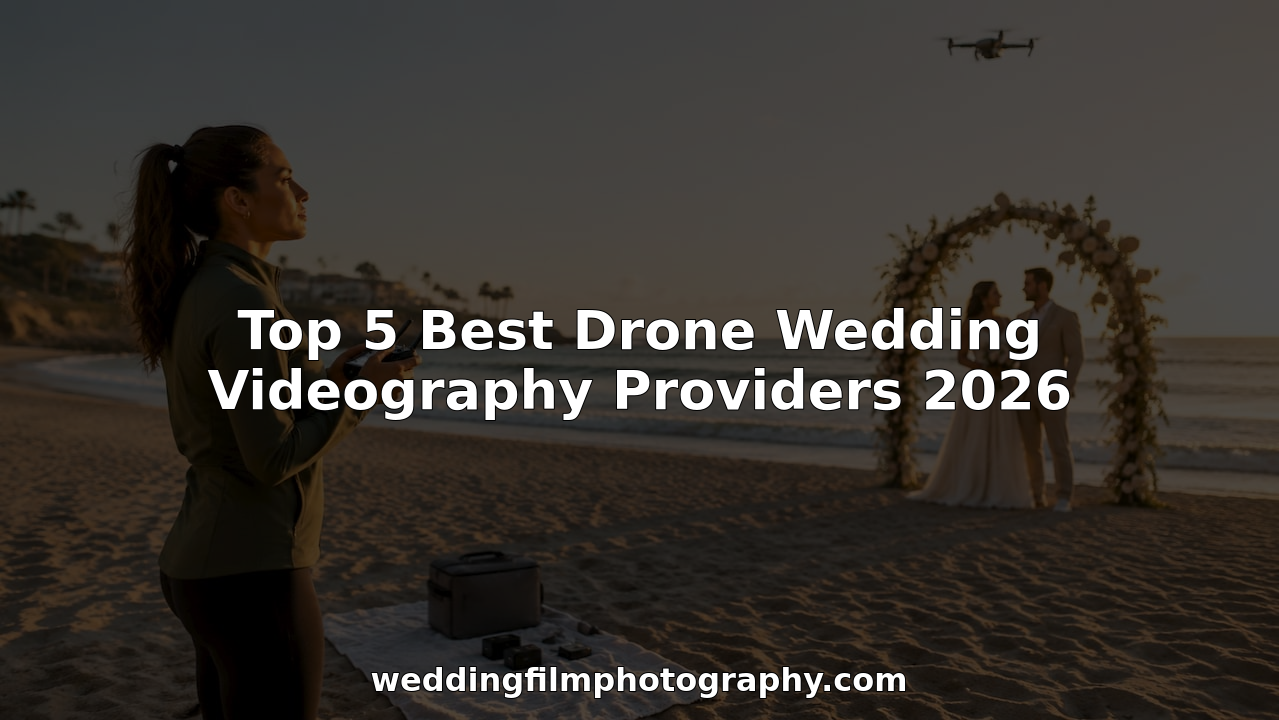 Drone operator capturing wedding couple outdoors