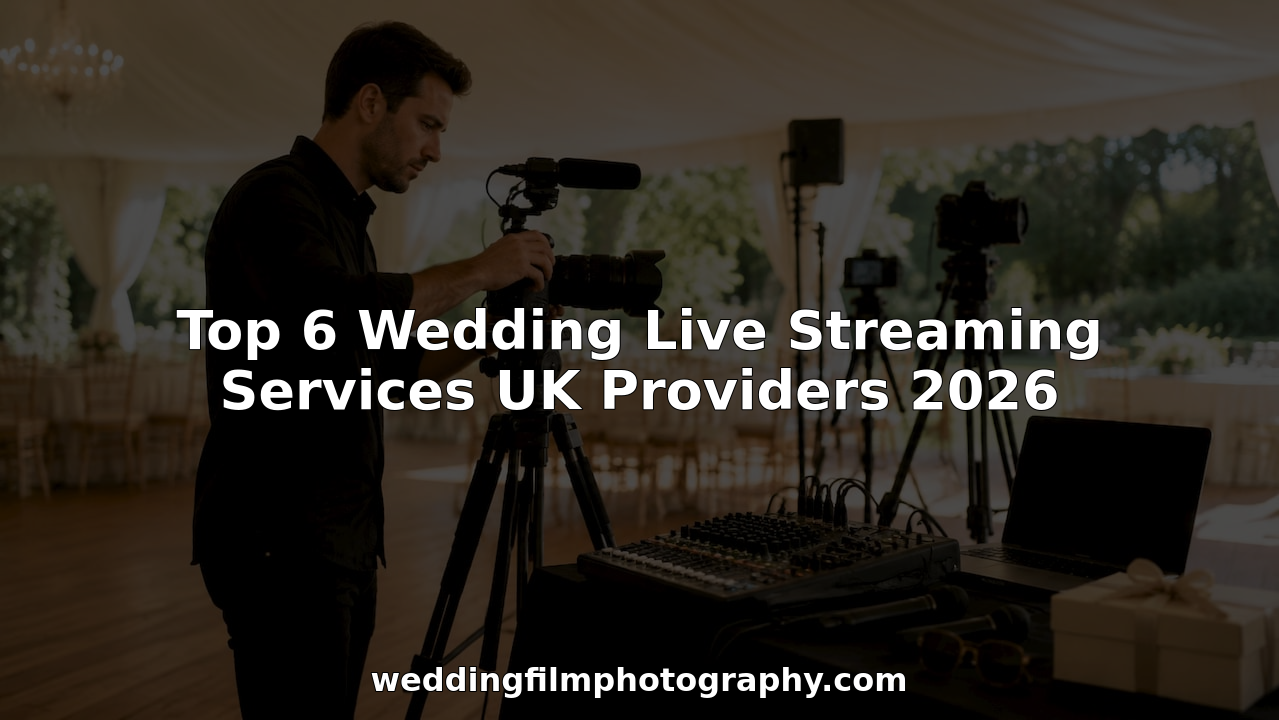 Wedding videographer setting up live streaming equipment
