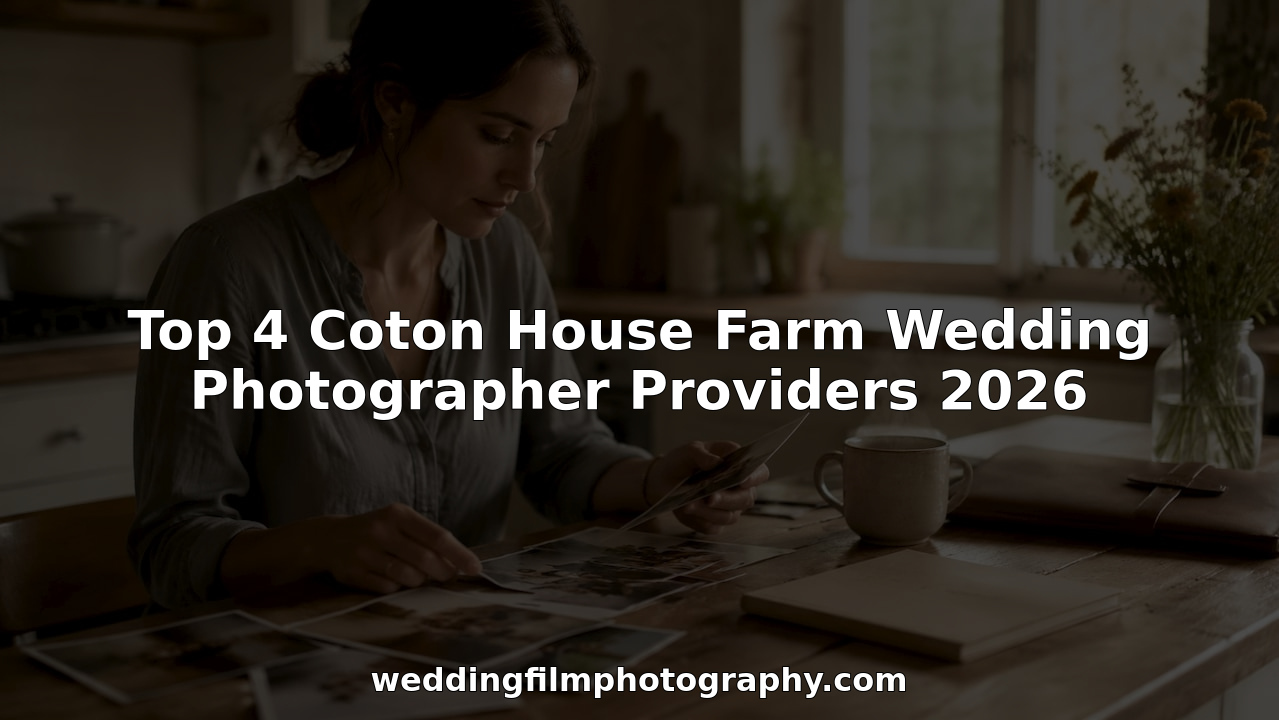 Photographer sorting wedding photos at farmhouse table