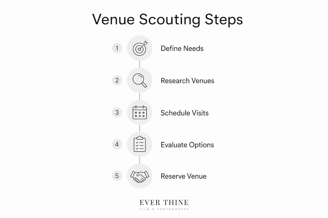 Infographic showing venue scouting process steps