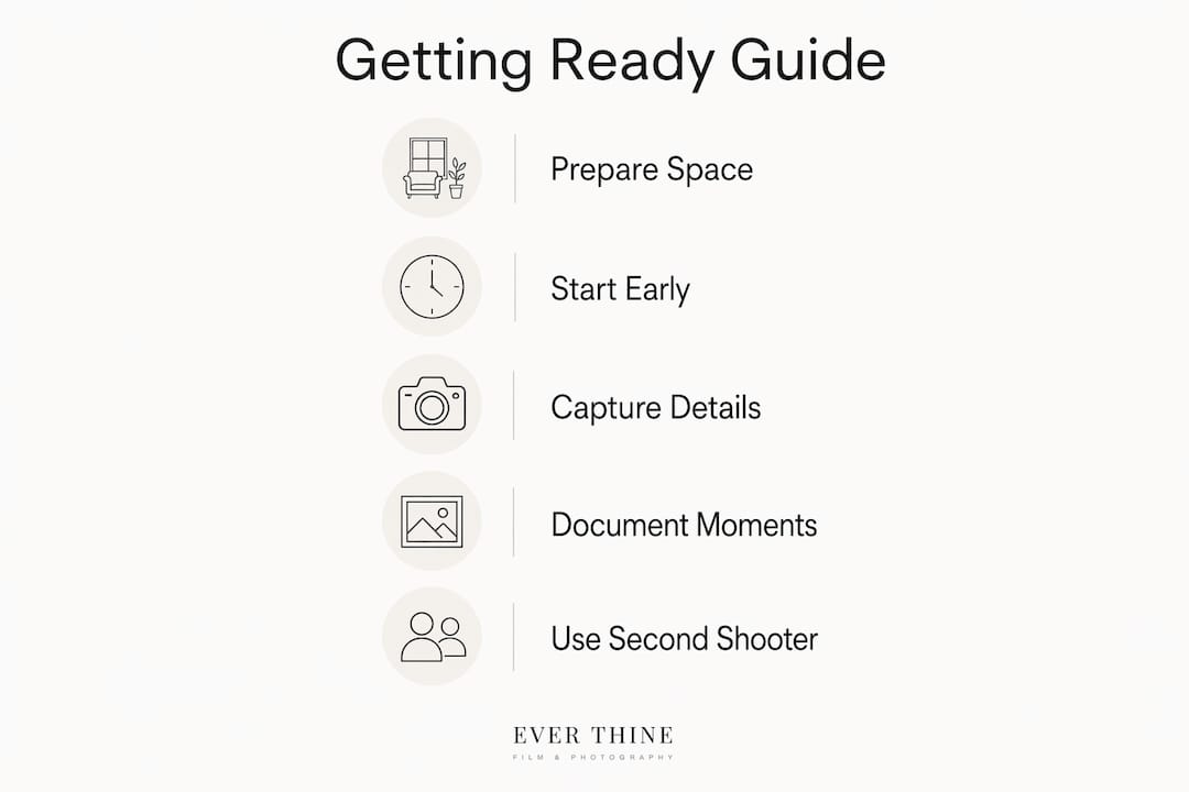 Infographic outlining getting ready photography steps