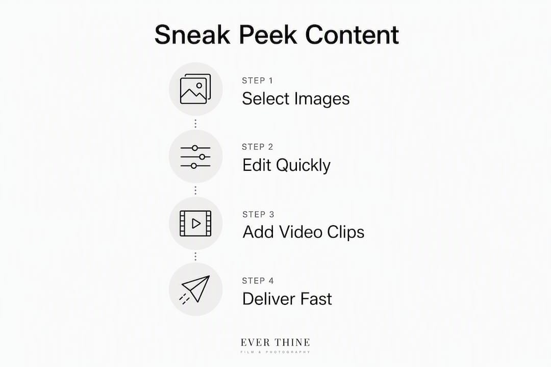 Infographic illustrating steps in creating wedding sneak peeks