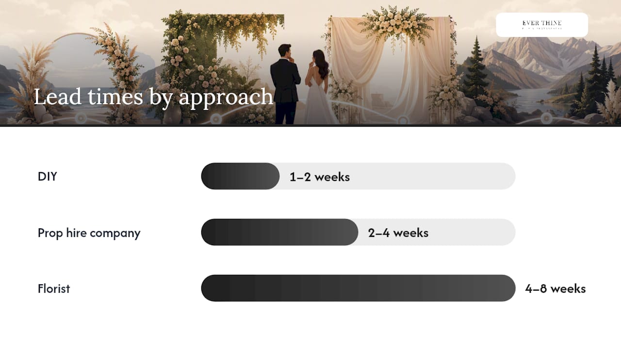 Comparison infographic of wedding backdrop sourcing options