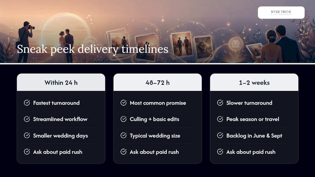 Diagram comparing sneak peek delivery timeline options