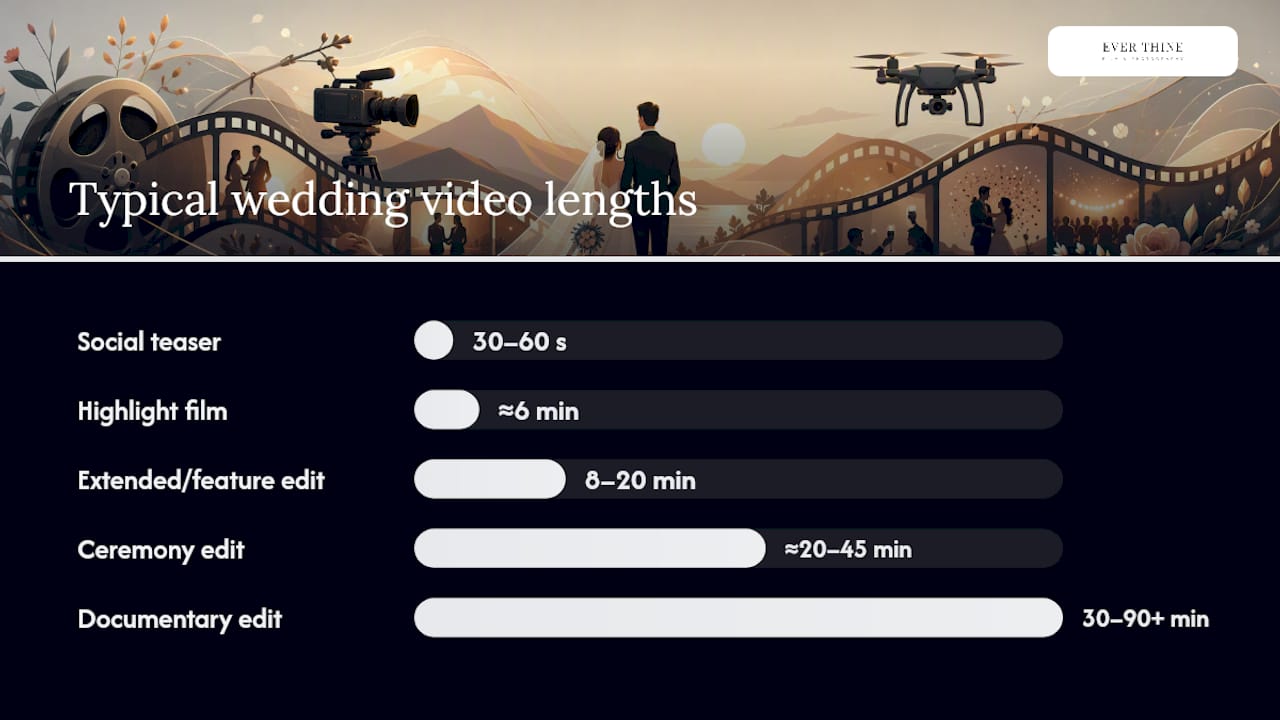 Infographic of wedding video lengths and purposes