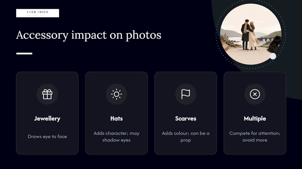 Diagram showing accessory impact balance for engagement photos