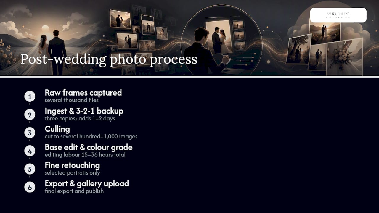 Wedding photo editing and delivery process timeline