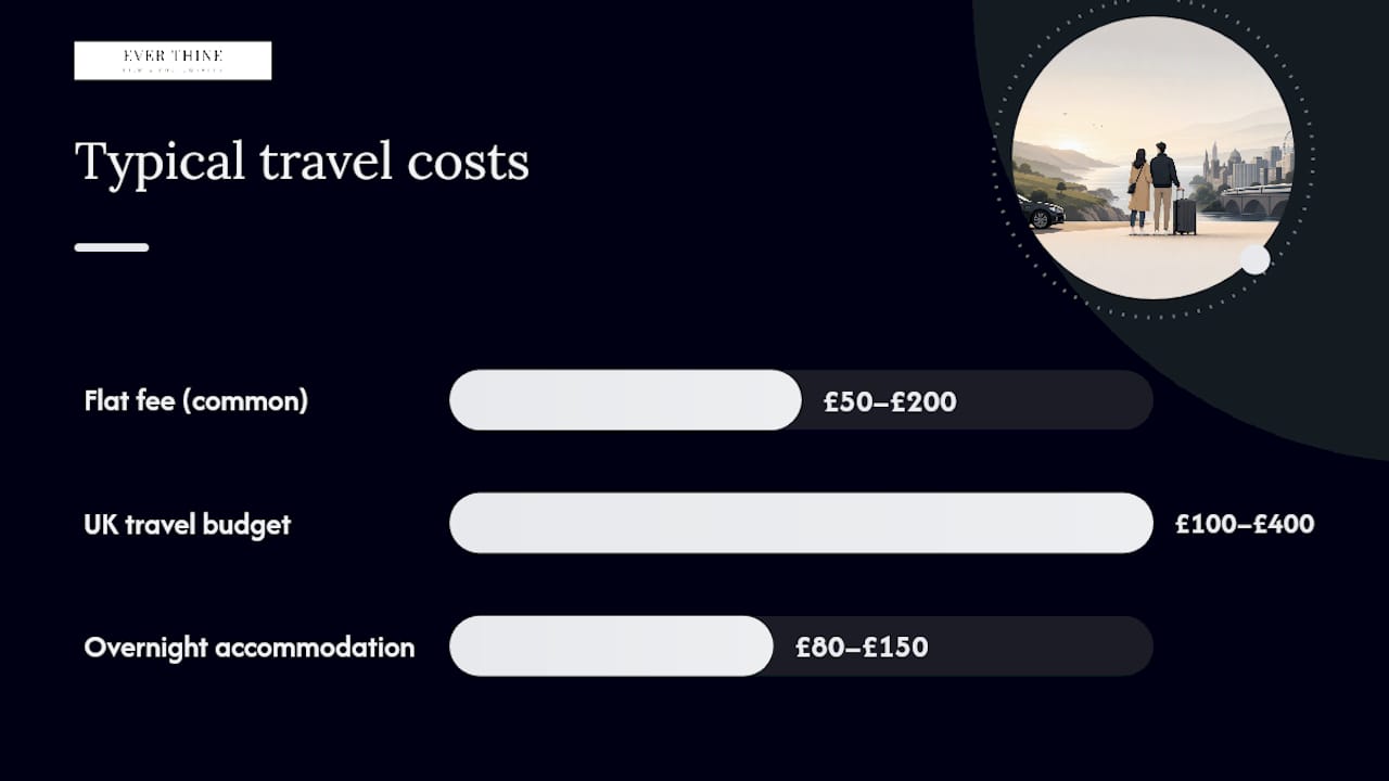 Common fee structures for travel and typical UK numbers — overview diagram