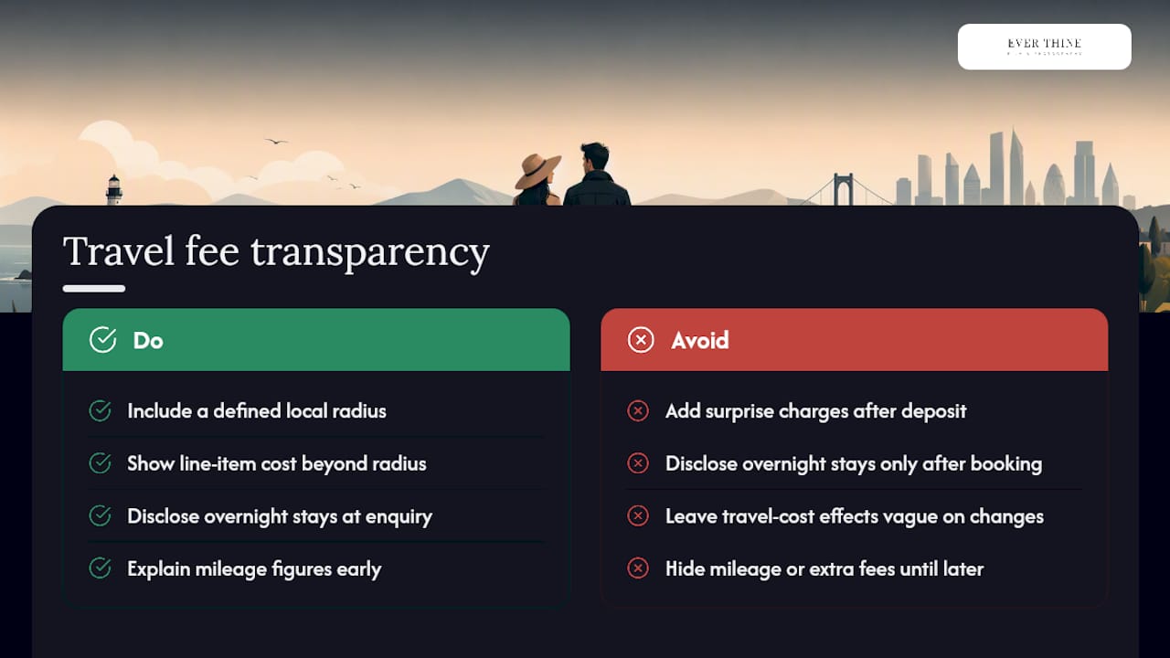 What Dawn & Carl think about travel fees and honest pricing — overview diagram