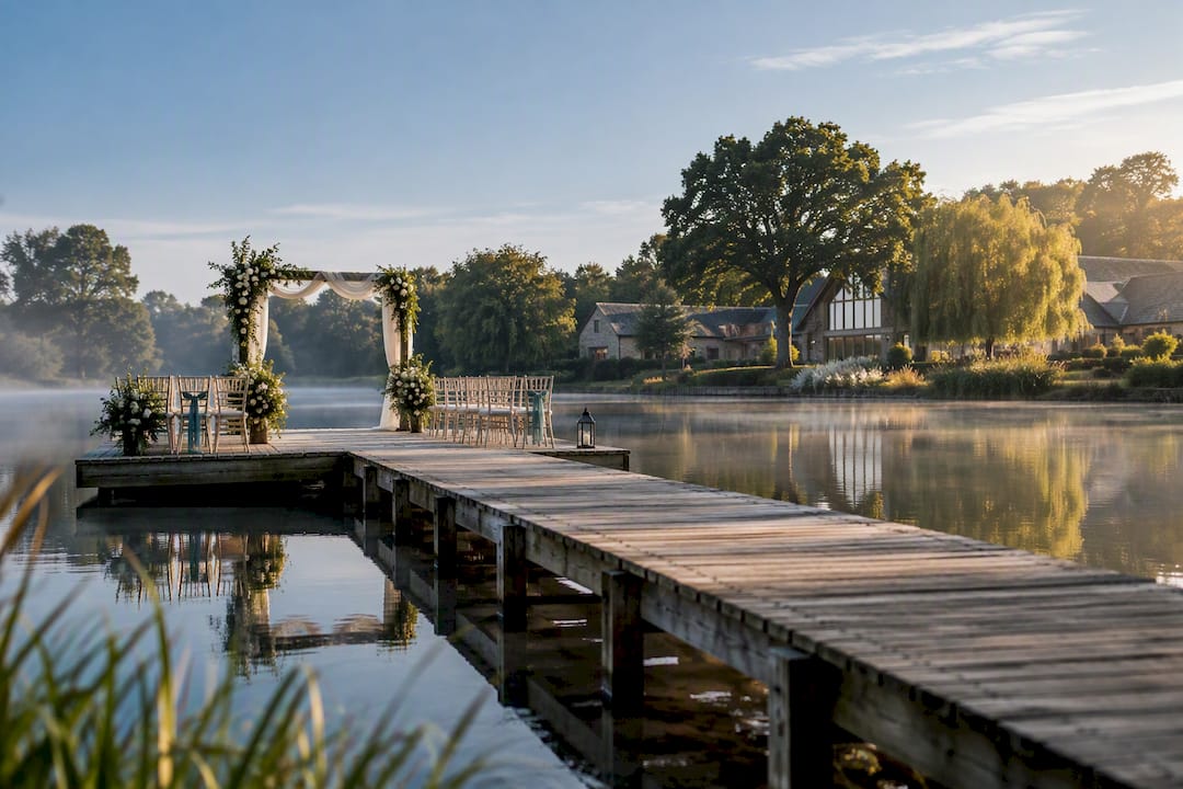 Cheshire lakeside wedding venue and jetty