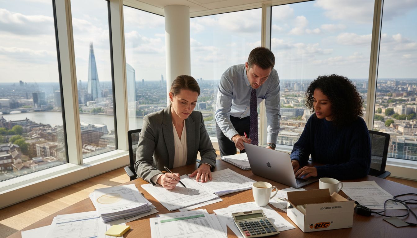 Accounting team reviewing business financial documents