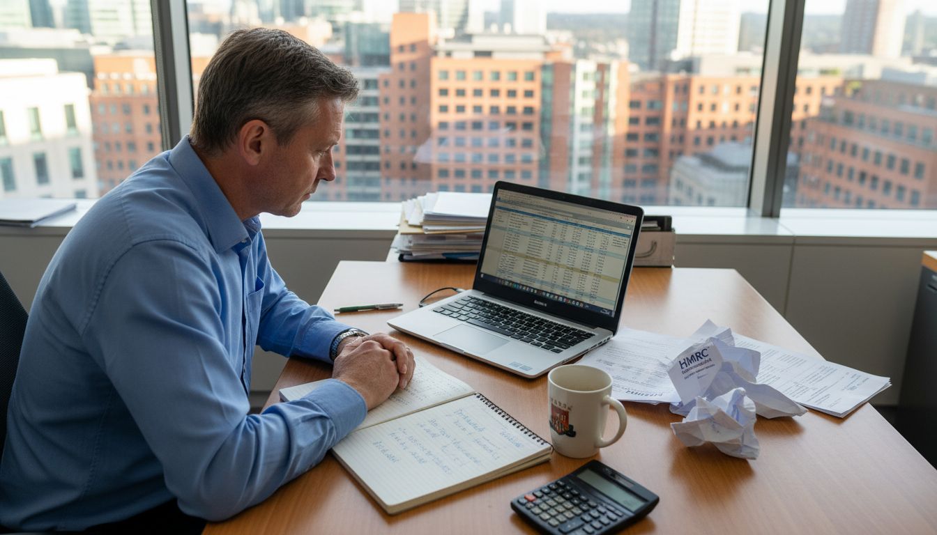 Man working on UK business tax forms