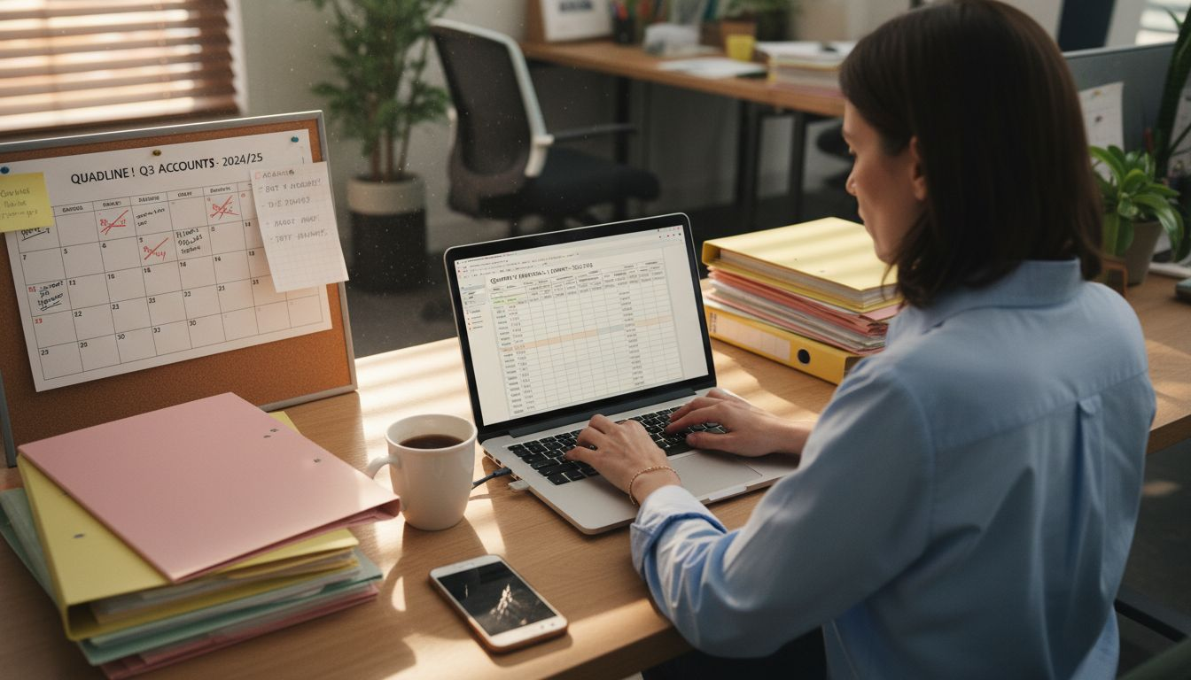 Accountant working on year-end tax returns