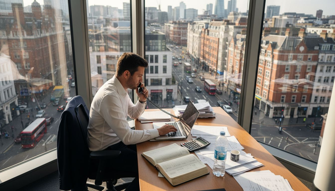 Accountant working at SME office desk