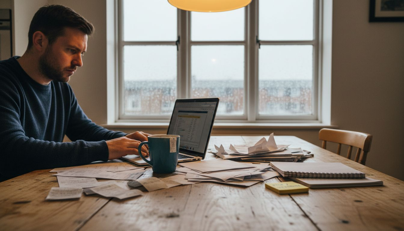 Sorting receipts for business year-end accounting