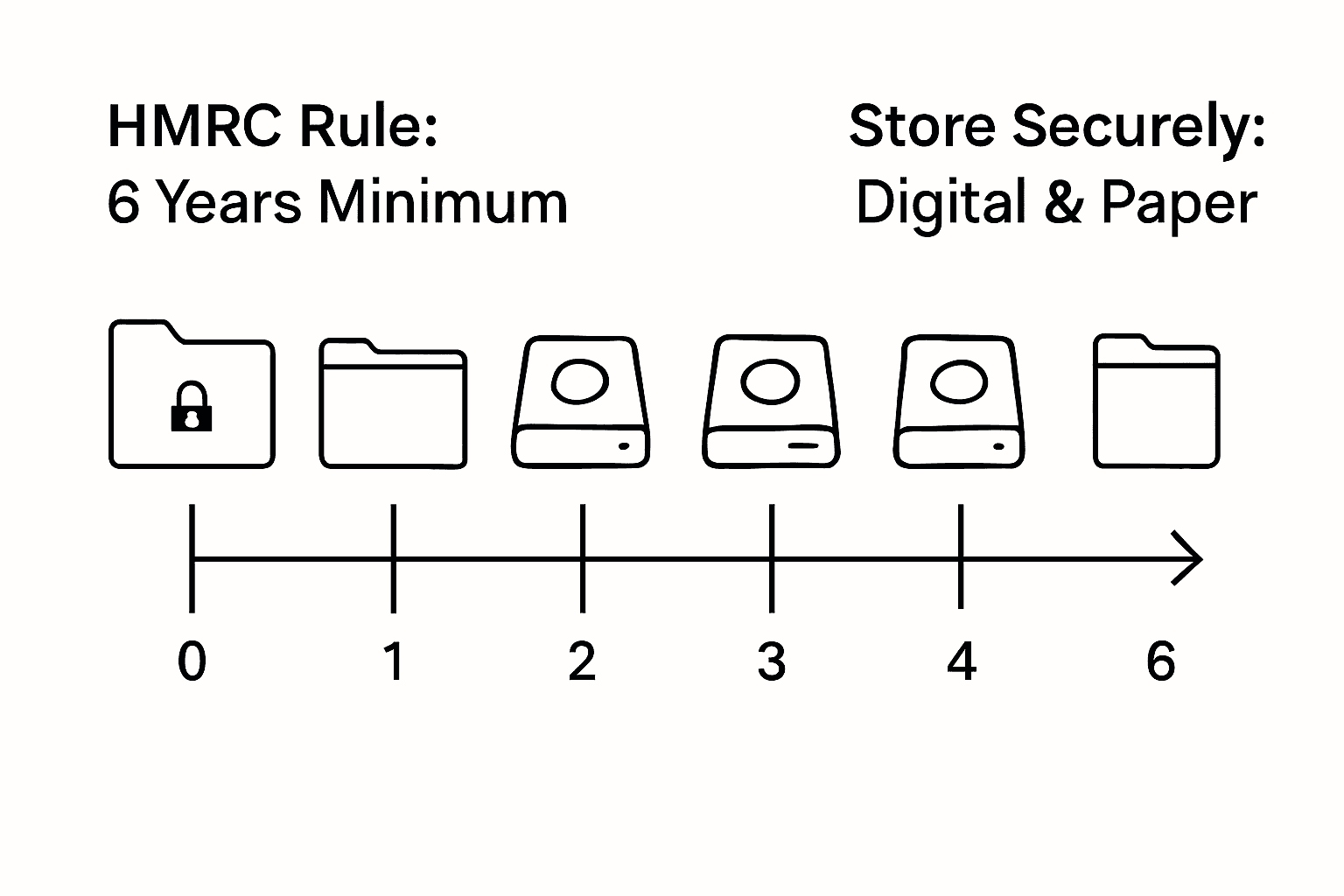 Infographic showing six-year financial document retention