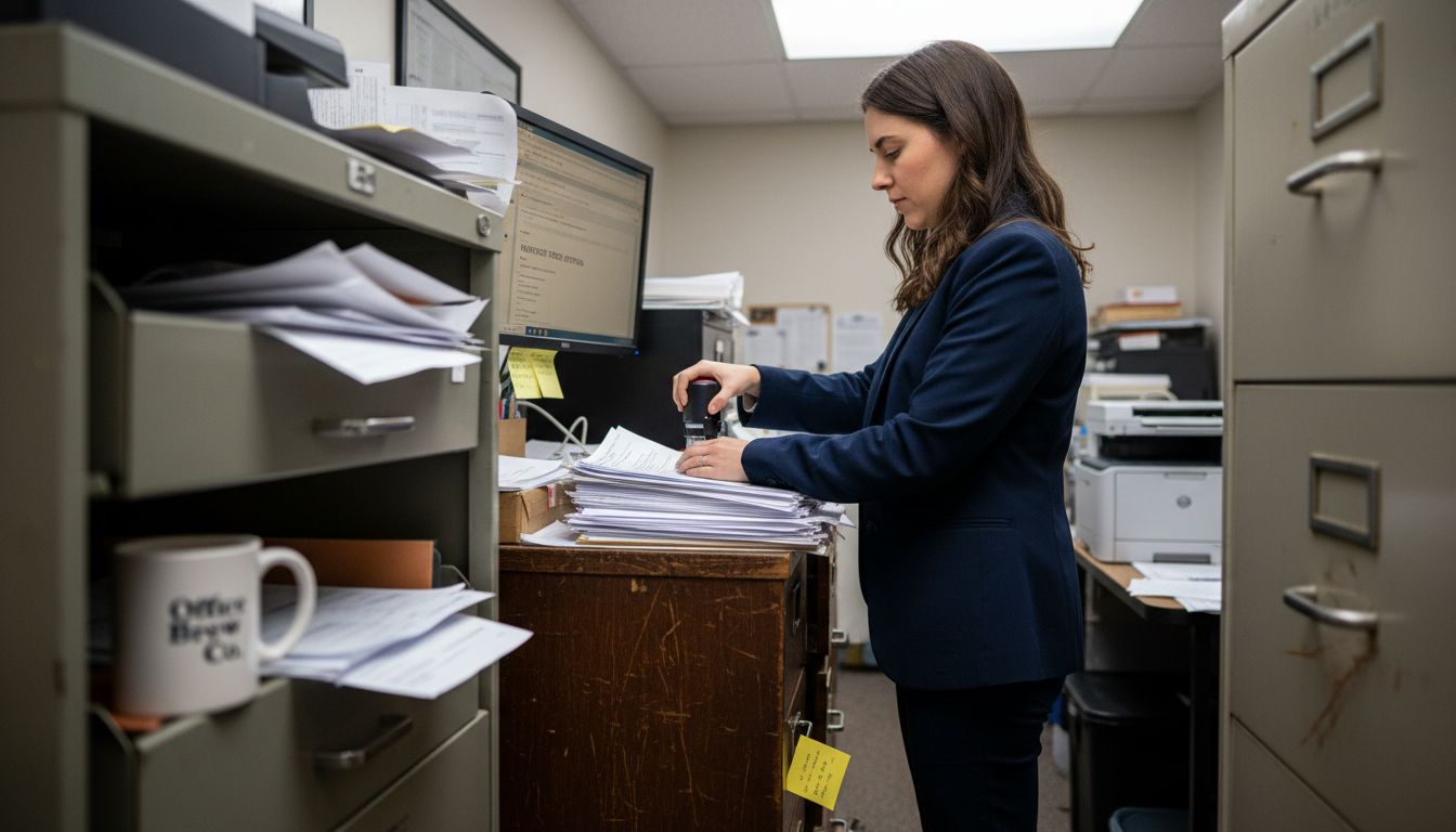 Accountant organizing UK registration paperwork