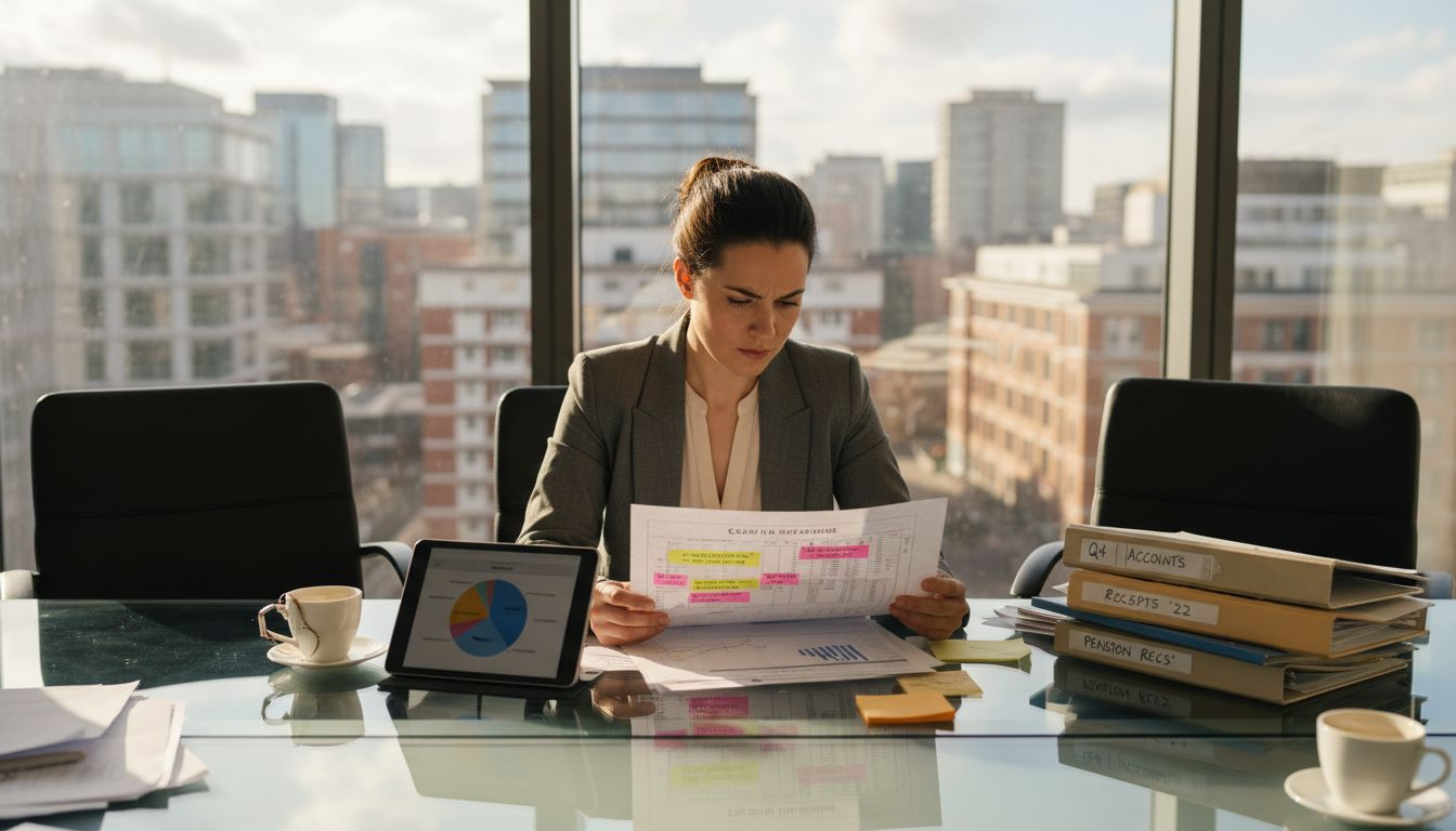 Accountant reviewing cash flow chart for taxes