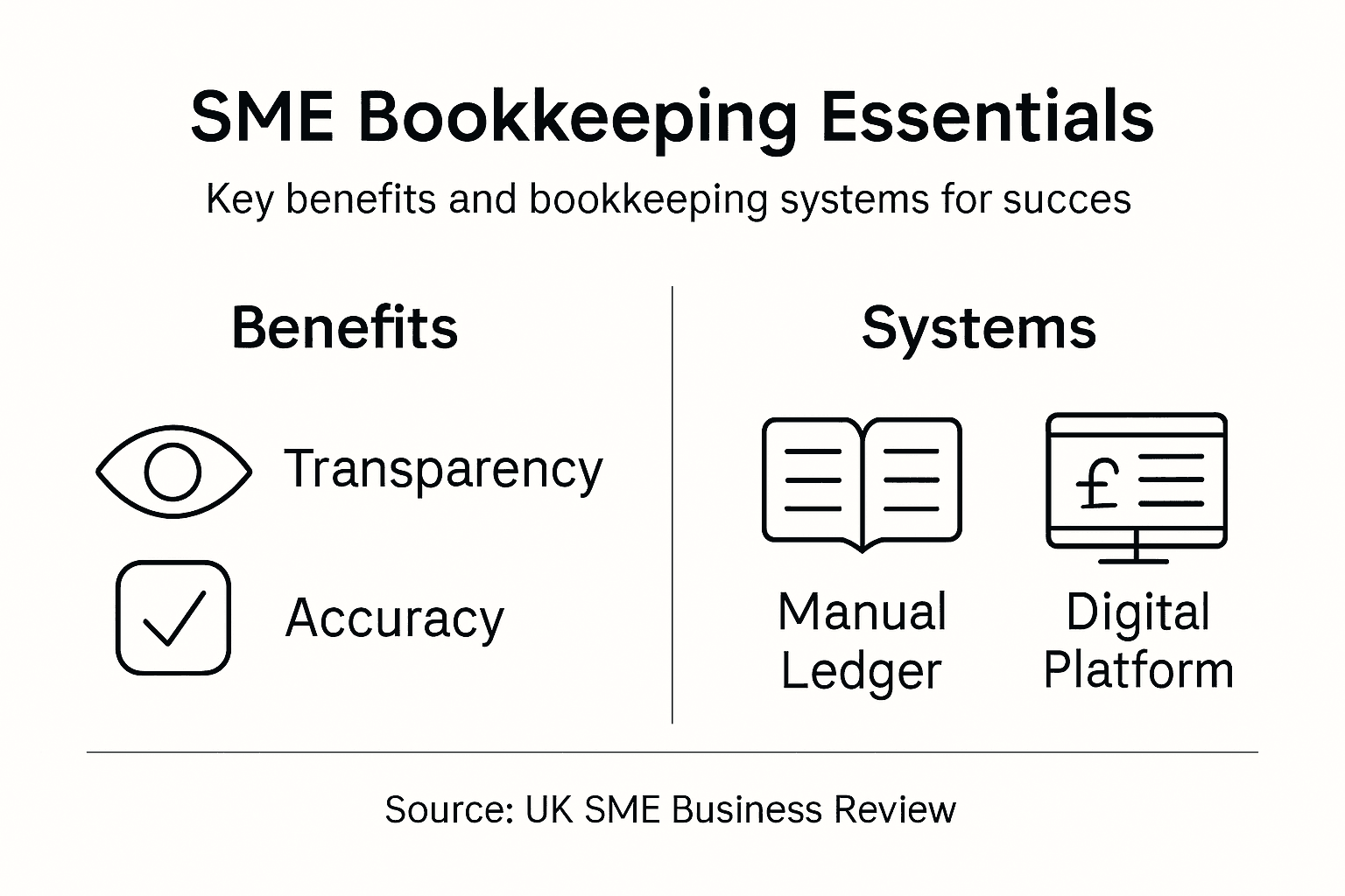 Infographic on bookkeeping benefits and systems for SMEs