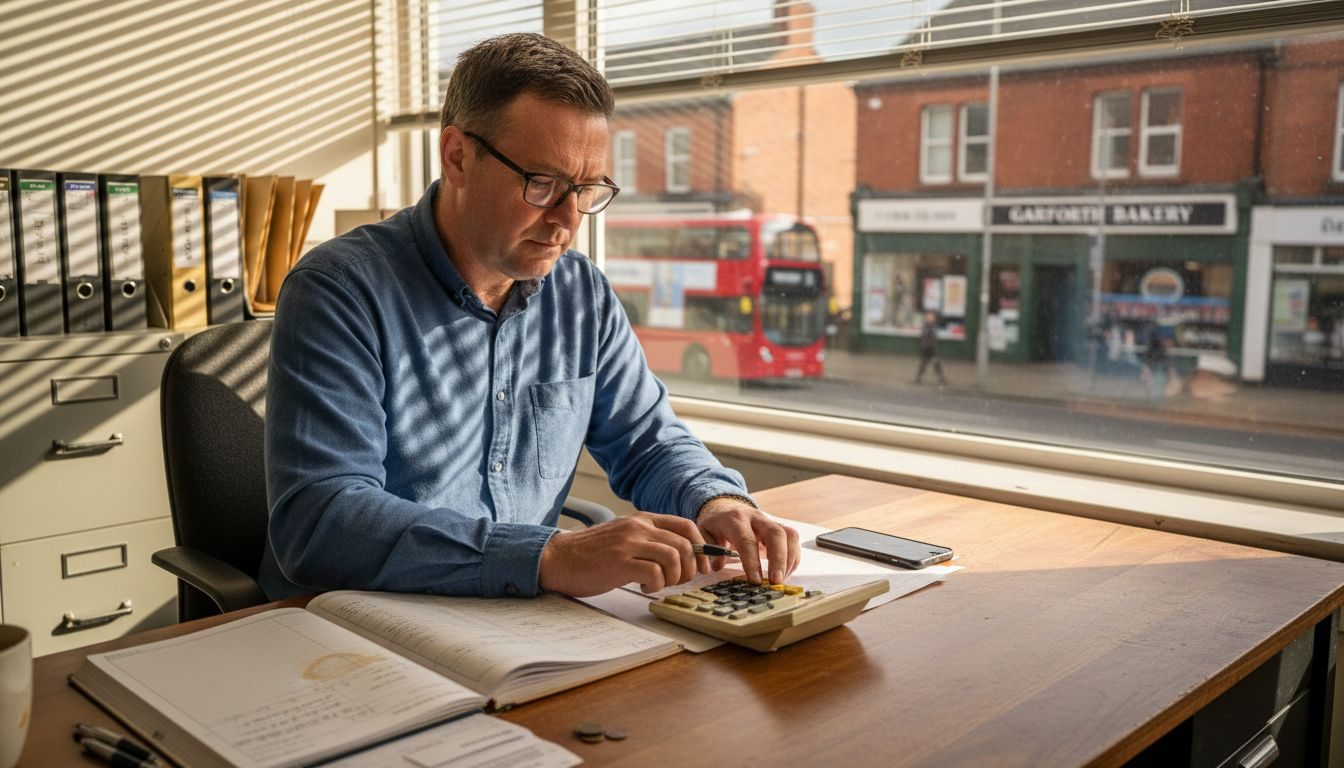 Small business owner doing bookkeeping tasks