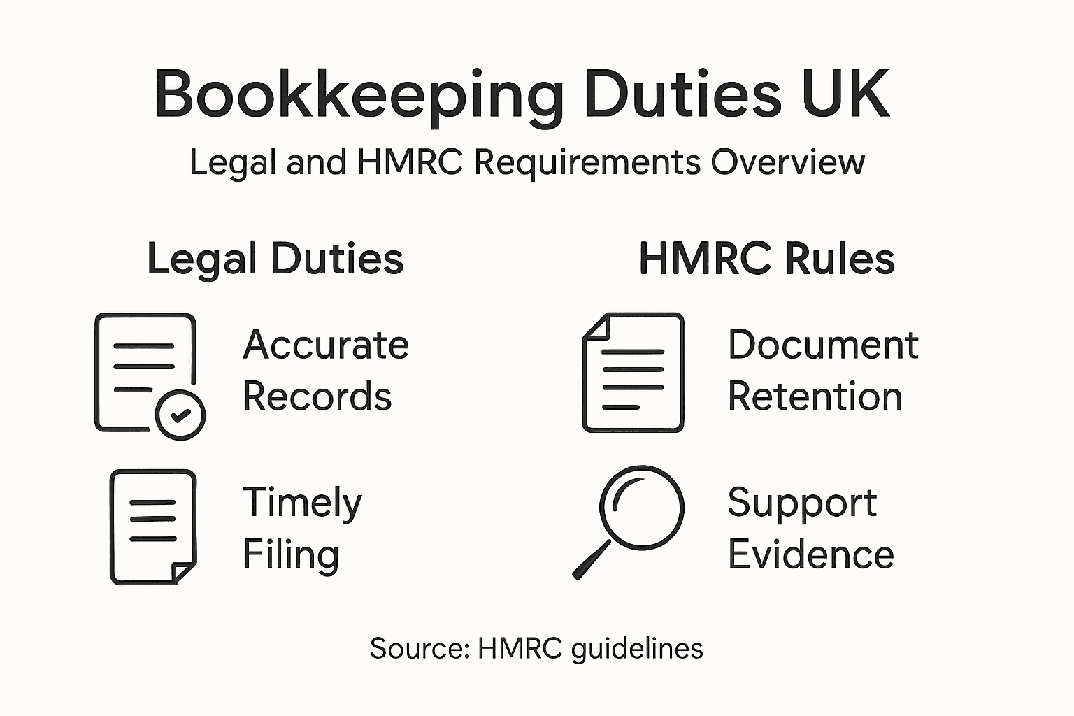 Infographic on bookkeeping legal and HMRC requirements