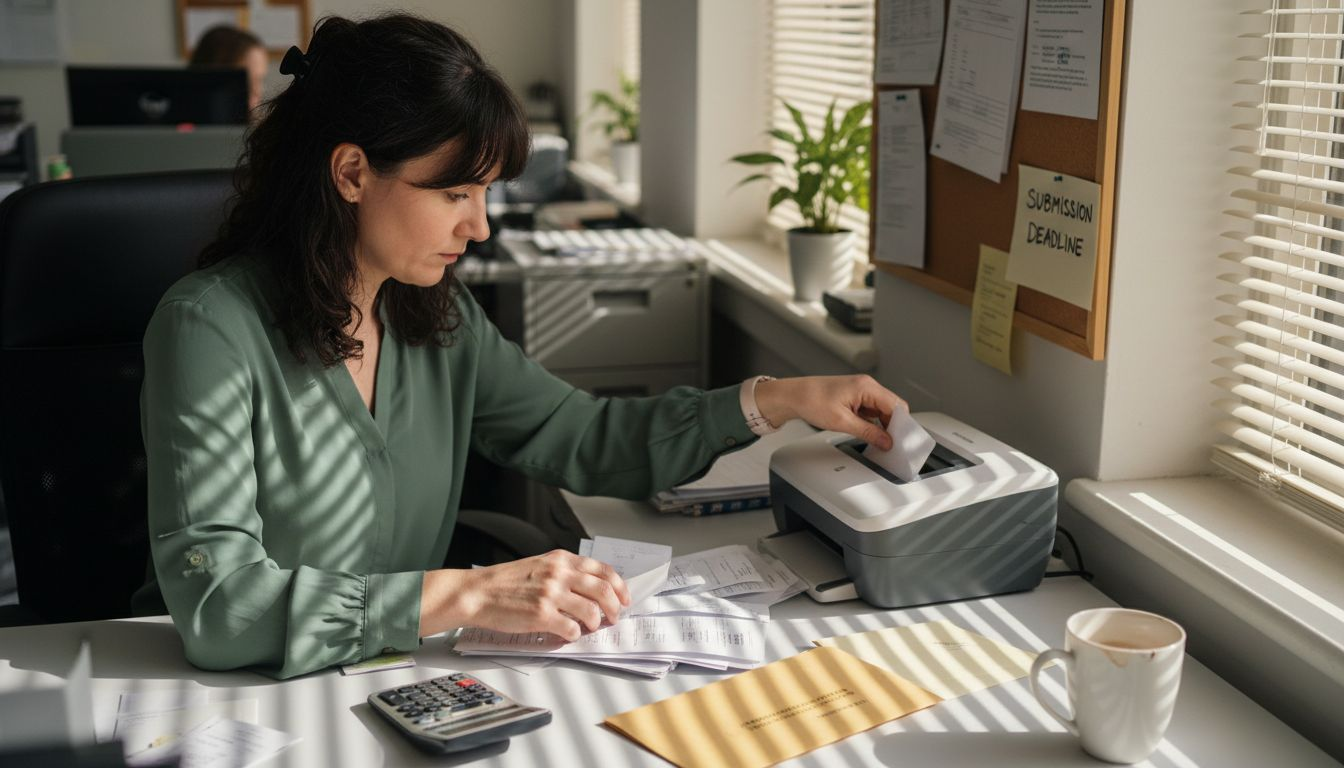 Accountant scanning receipts for HMRC compliance