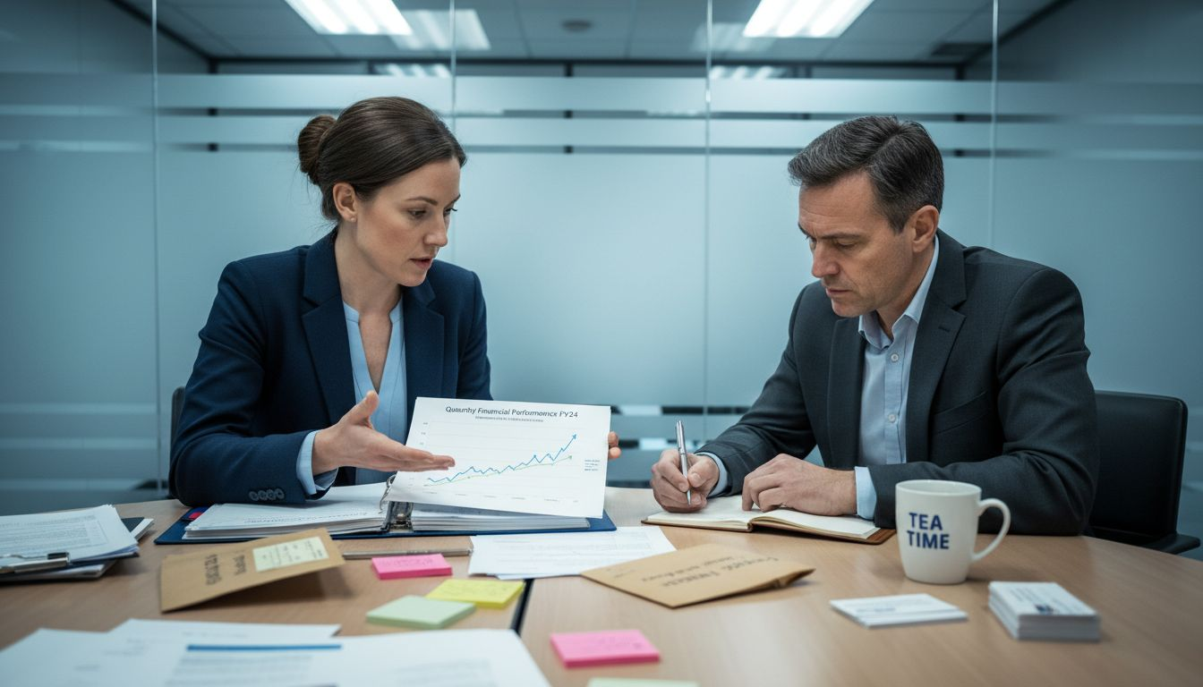 Accountant and client reviewing management accounts