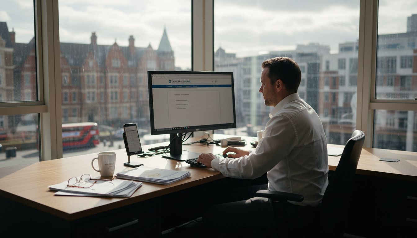 Business owner filing documents in office