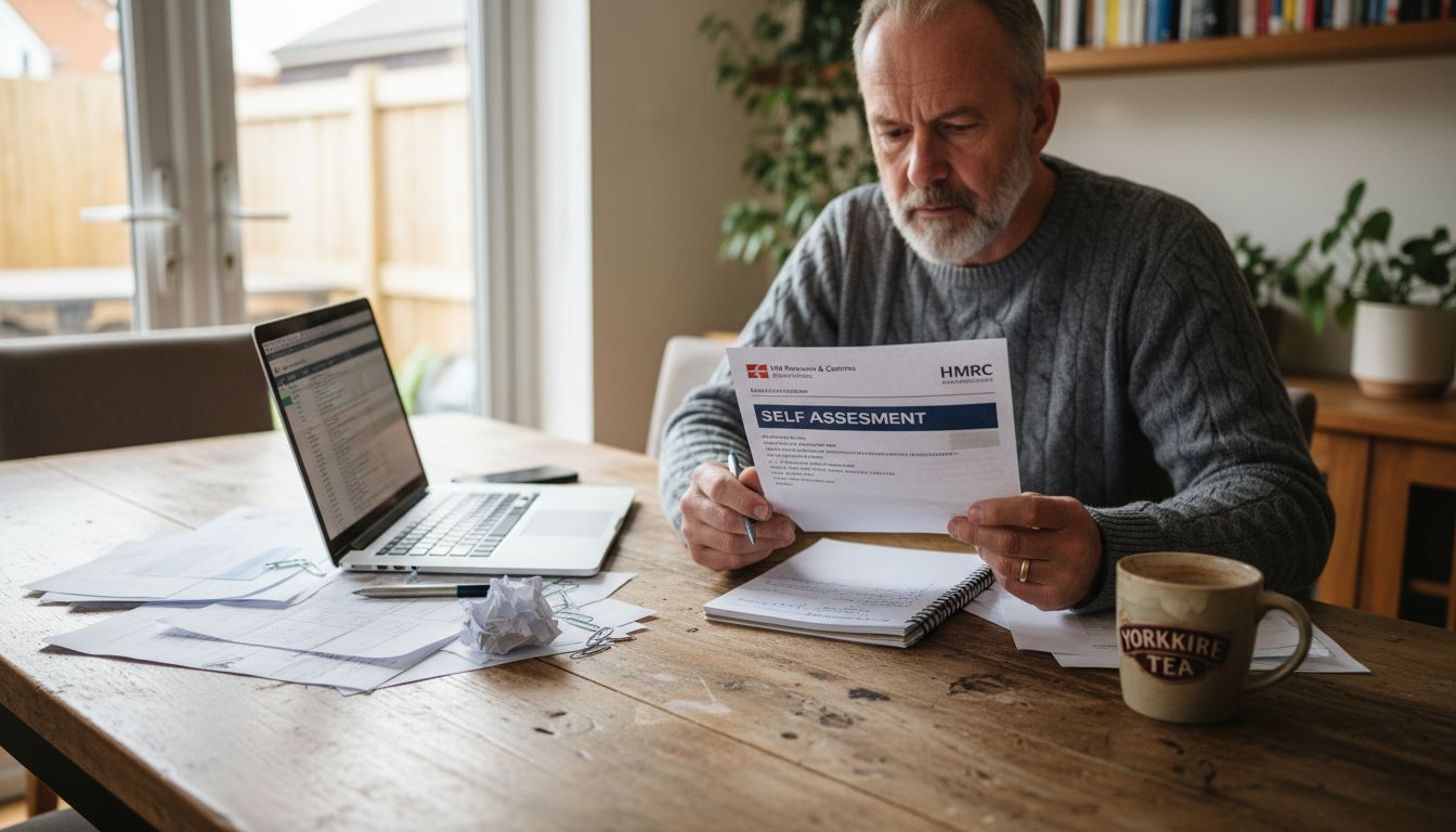 Business owner reviewing Self Assessment documents