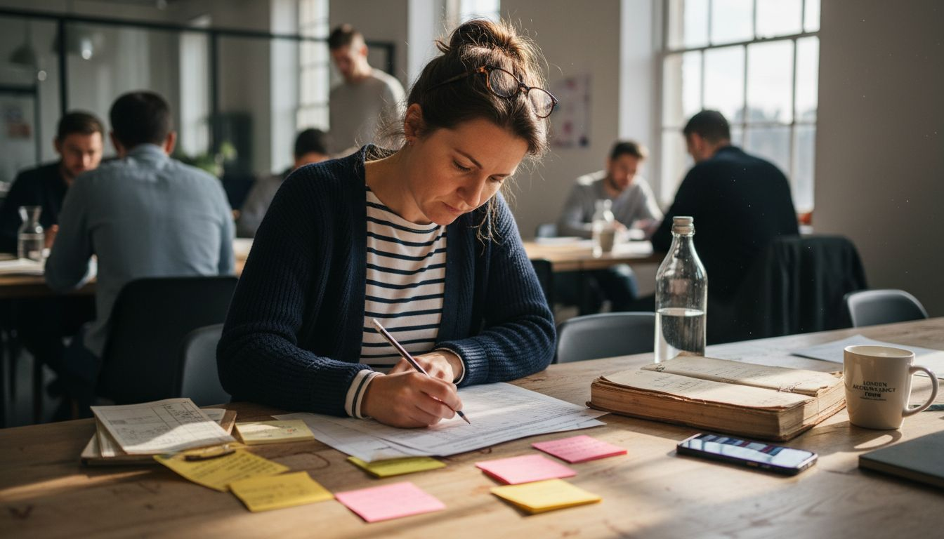 Accountant forecasting future cash flow with spreadsheet