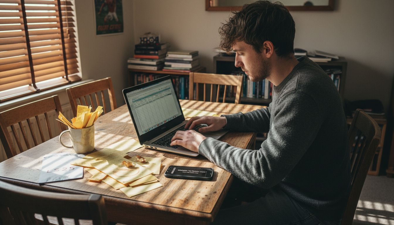 Bookkeeper entering business expense receipts data