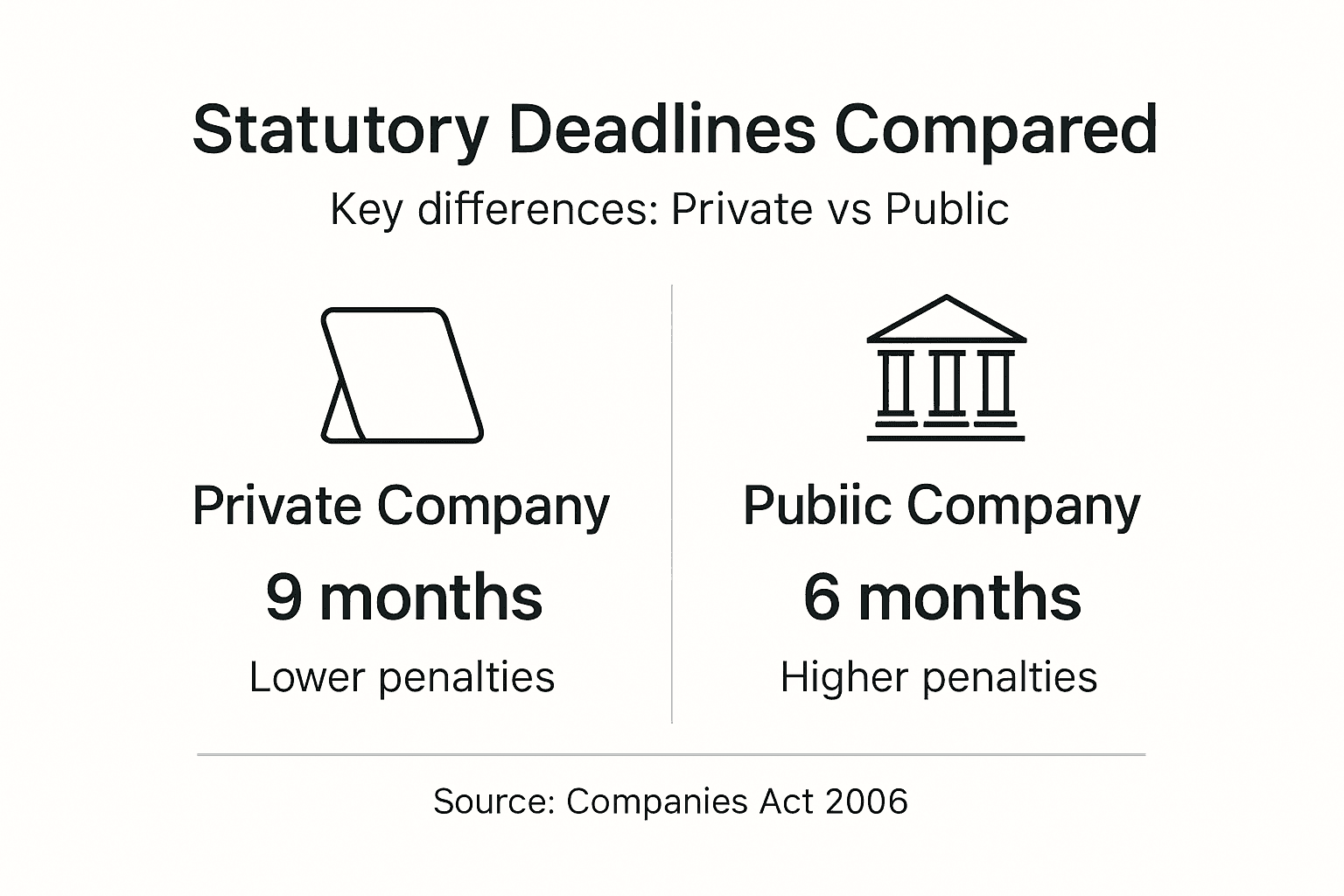 Infographic comparing deadlines for private and public companies