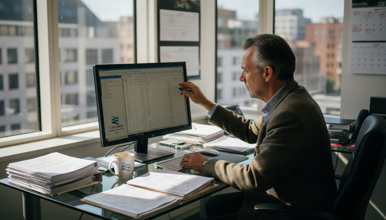 Tax advisor reviewing digital VAT records