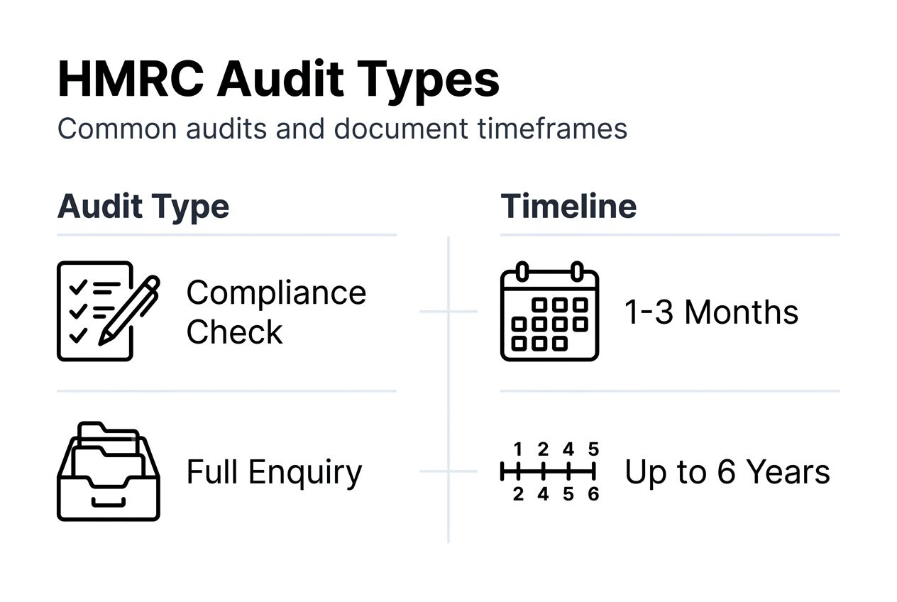Infographic showing HMRC audit types and durations