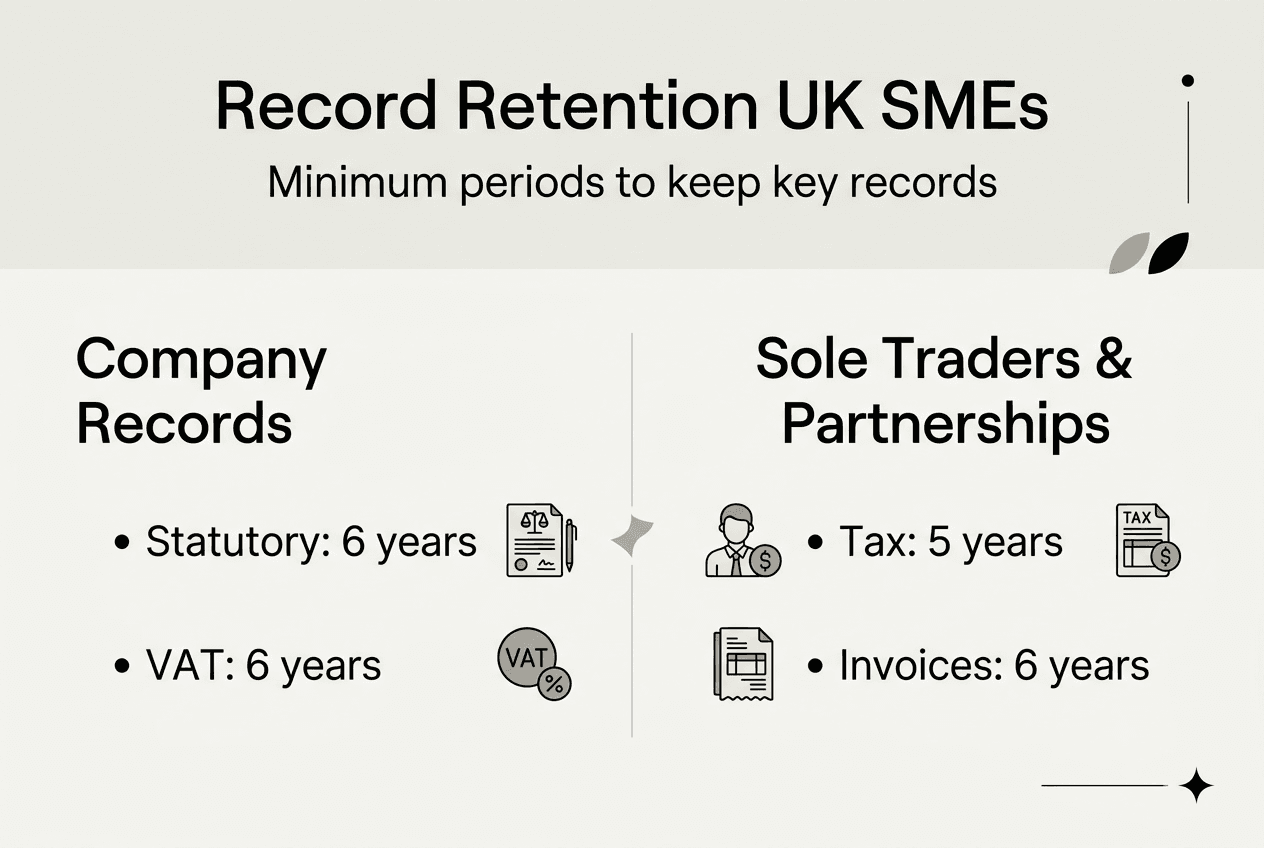 Infographic on UK SME record retention periods