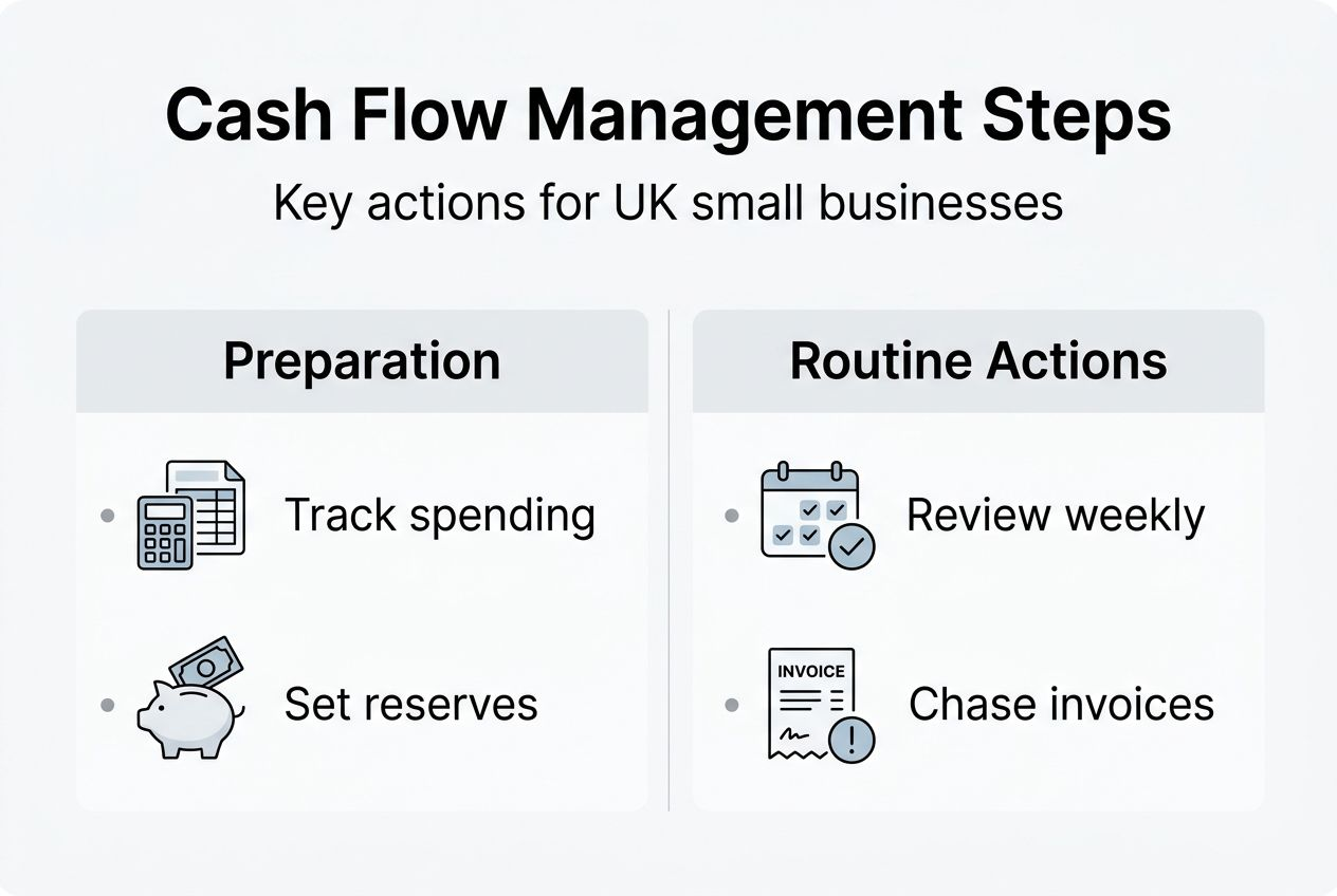 Infographic with cash flow management steps for SMEs