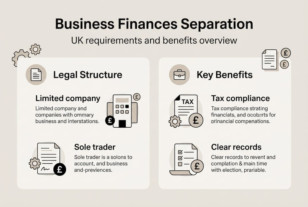Infographic showing business finances separation comparison