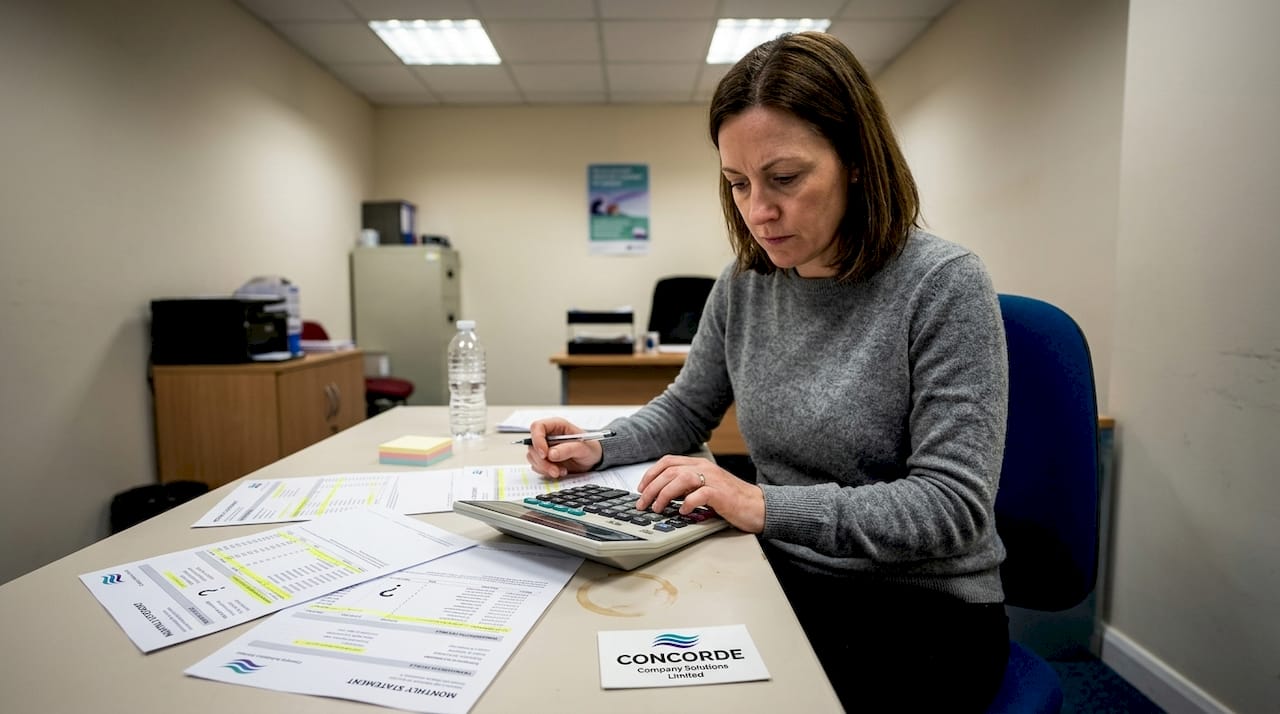 Accountant reconciling monthly business statements