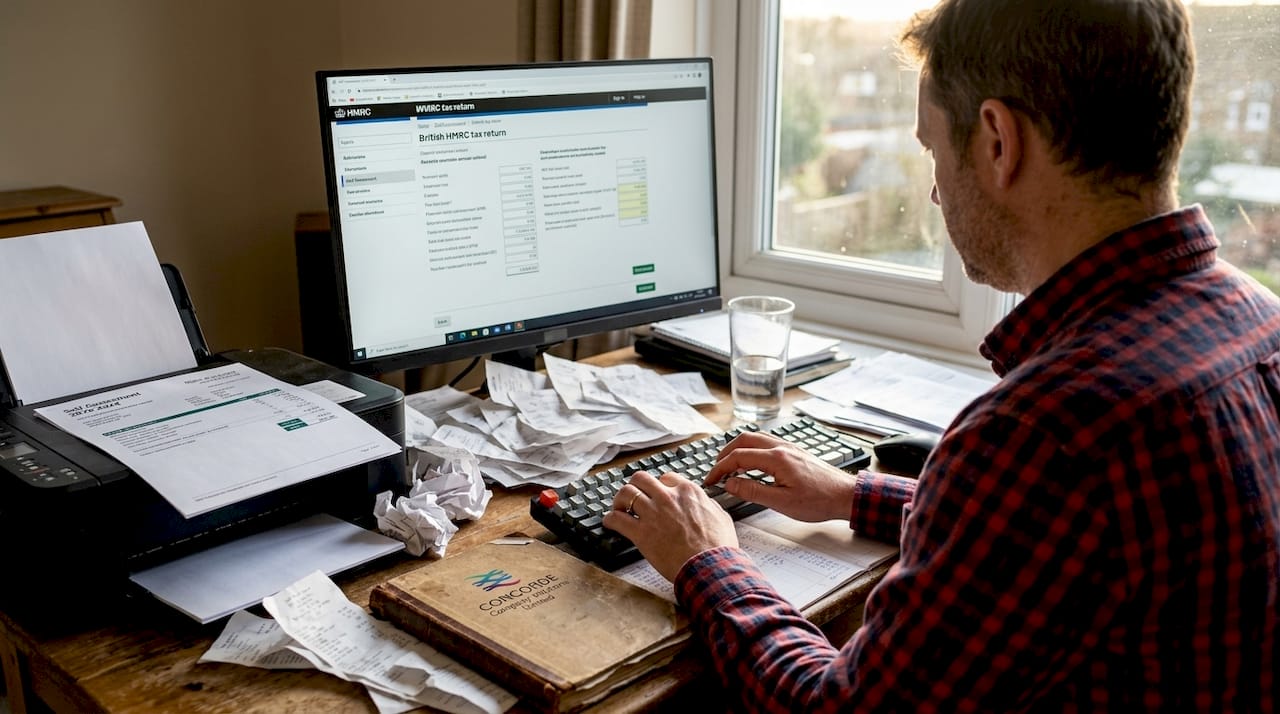 Business owner entering dividend tax figures