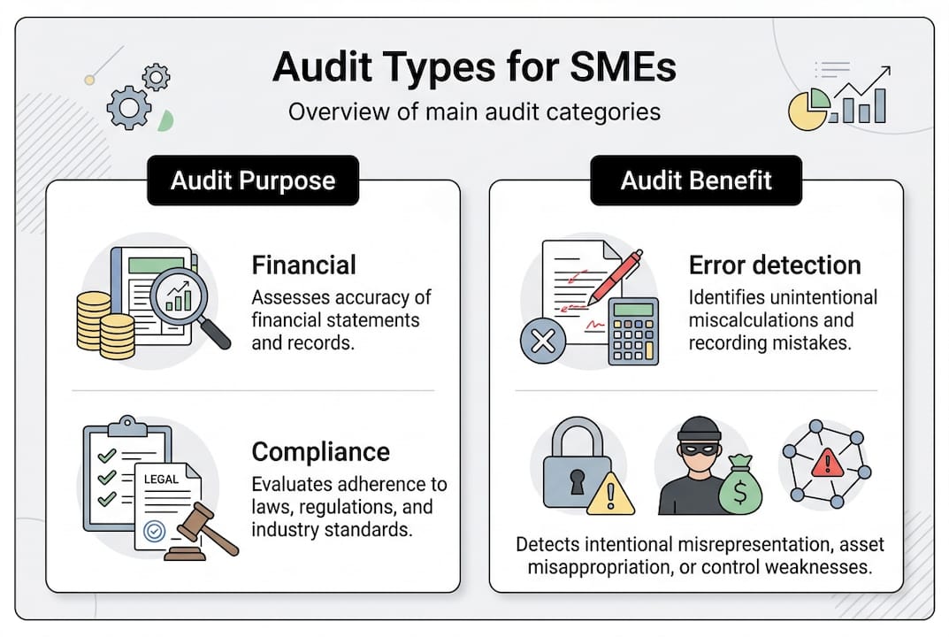 Infographic summarising types and benefits of audits