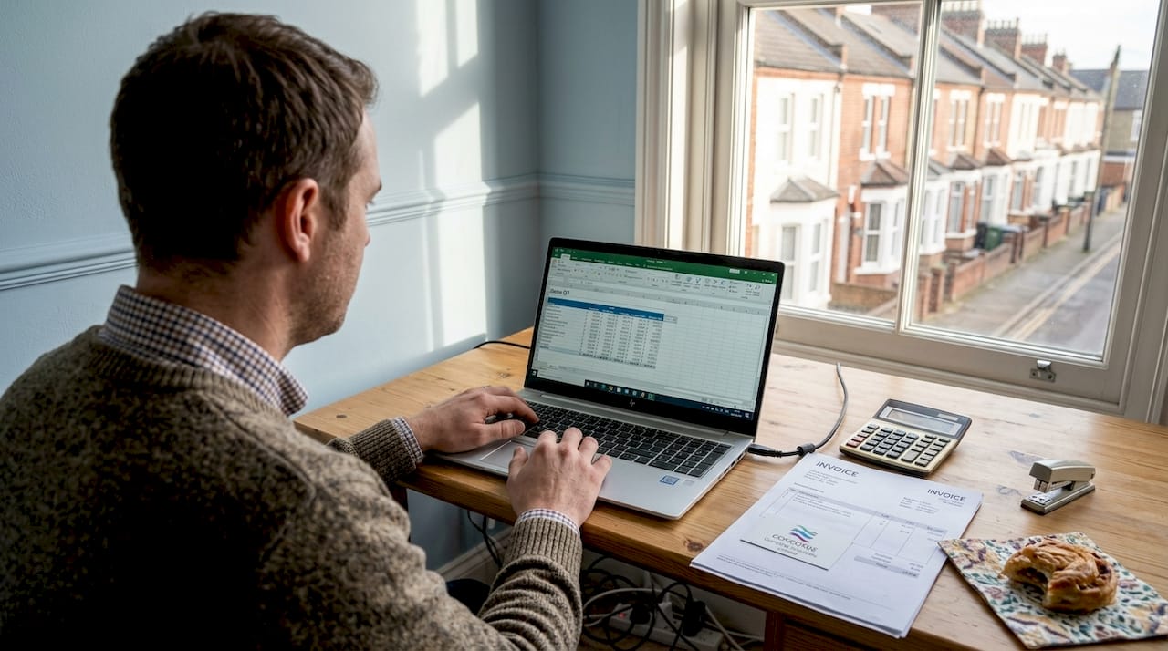 Business owner reviews documents for HMRC audit