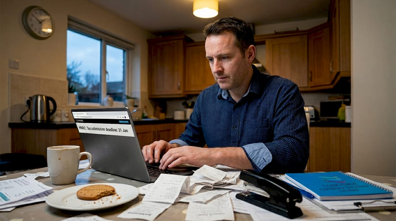 SME owner entering figures for HMRC compliance