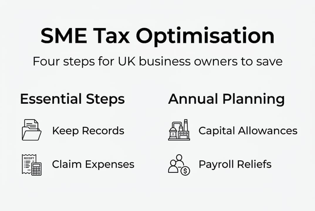 Infographic summarising SME tax optimisation steps