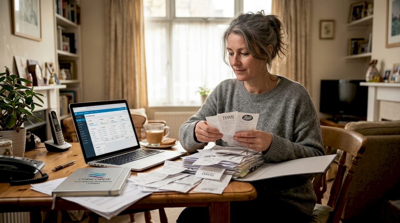 Woman organizing receipts for bookkeeping