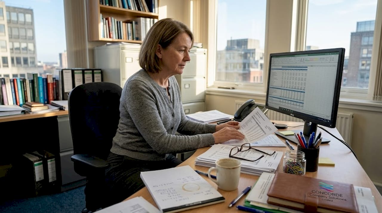 Accountant reviewing SME audit documents